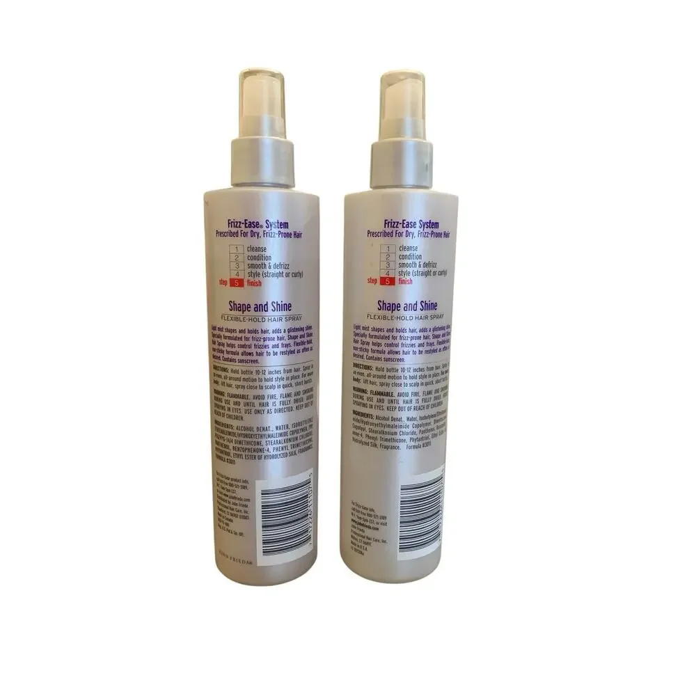 (2) John Frieda Frizz Ease Shape And‎ Shine Finish Hold Hair Spray 10 Oz READ
